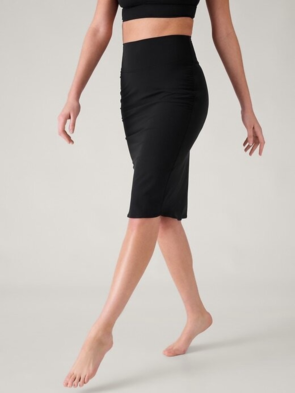 Athleta Transcend Black High-Waist Midi Pencil Skirt